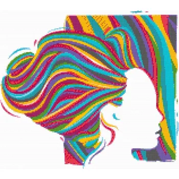 Diamantové malování Diamantové malování - Žena s barevnými vlasy Velikost: 40x50cm, Rámování: Pouze srolované plátno, Diamanty: Čtvercové