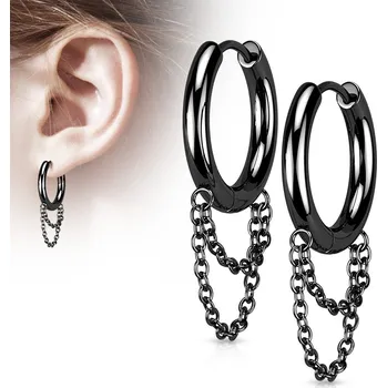Náušnice Steel Edge Náušnice z chirurgické oceli kruhy 4151 Barva: Černá
