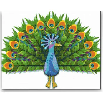 Diamantové malování Diamantové malování - Malovaný páv Velikost: 30x40cm, Rámování: Pouze srolované plátno, Diamanty: Kulaté