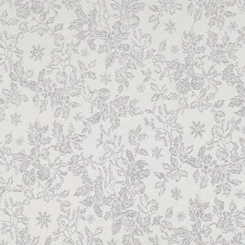 Dekorační žakár, stříbrný vánoční motiv, š.140