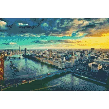 Diamantové malování Diamantové malování - Výhled na město - Londýn Velikost: 40x60cm, Rámování: Pouze srolované plátno, Diamanty: Čtvercové