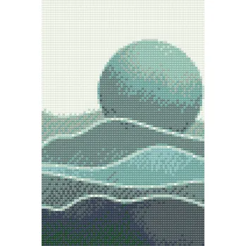 Diamantové malování Diamantové malování - Boho modrý měsíc Velikost: 20x30cm, Rámování: Pouze srolované plátno, Diamanty: Kulaté