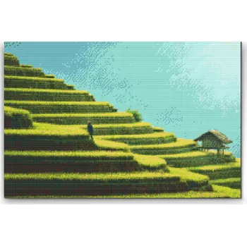 Diamantové malování Diamantové malování - Rýžové terasy Velikost: 40x60cm, Rámování: Pouze srolované plátno, Diamanty: Čtvercové