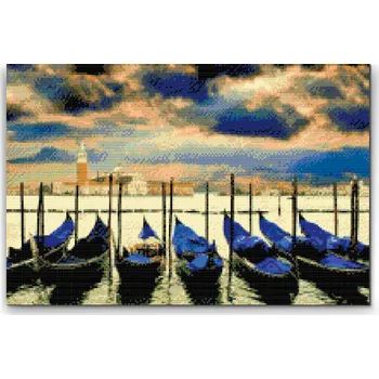 Diamantové malování Diamantové malování - Modré gondoly Velikost: 30x40cm, Rámování: Pouze srolované plátno, Diamanty: Kulaté