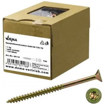 Šroub DEMA Šrouby do dřevotřísky s částečným závitem 6x80/48 T30, 1 kg
