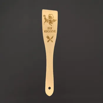 Obracečka AMADEA Dřevěná obracečka buk text "šéf kuchyně", masivní dřevo, délka 30 cm, český výrobek