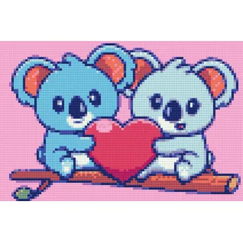 Diamantové malování Diamantové malování - Koalí láska Velikost: 20x30cm, Rámování: Pouze srolované plátno, Diamanty: Kulaté