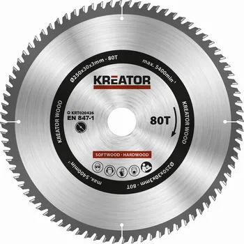 Brusný kotouč Kreator Pilový kotouč na dřevo 250mm, 80T
