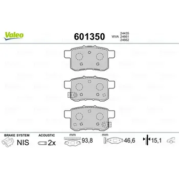 Brzdová destička Sada brzdových destiček, kotoučová brzda VALEO 601350