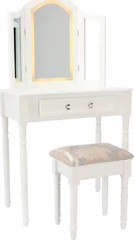 Toaletní stolek Milena kosmetický stolek LED s taburetem 75 x 40 x 138 cm bílý