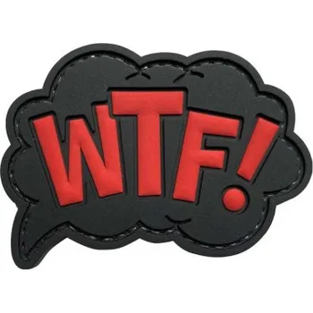 Nášivka PVC nášivka WTF What The Fuck, Černá