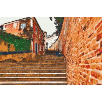 Diamantové malování - Zámecké schody Velikost: 40x60cm, Rámování: Pouze srolované plátno, Diamanty: Čtvercové