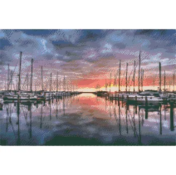 Diamantové malování Diamantové malování - Přístav Warnemünde Velikost: 40x60cm, Rámování: Pouze srolované plátno, Diamanty: Kulaté