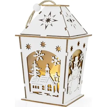 Lucerna Vánoční RXL 462 15cm dřevo bílá