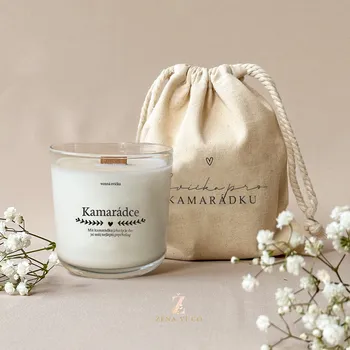 Svíčka Vonná svíčka s věnováním kamarádce Vůně svíčky: Jasmín & Velvet, Potisk na obalu: S textem z obrázku