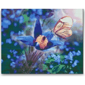 Diamantové malování Diamantové malování - Motýl na modrém květu Velikost: 30x40cm, Rámování: Pouze srolované plátno, Diamanty: Čtvercové