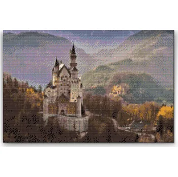 Diamantové malování Diamantové malování - Neuschwanstein Castle Velikost: 40x60cm, Rámování: Pouze srolované plátno, Diamanty: Kulaté