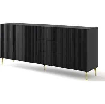 Komoda ARTBm Komoda RAVENNA B 3D3S 200 | černá matná Provedení: Černý mat / zlaté nohy