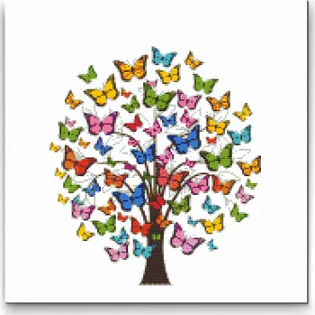 Diamantové malování Diamantové malování - Motýlí strom Velikost: 50x50cm, Rámování: Pouze srolované plátno, Diamanty: Kulaté