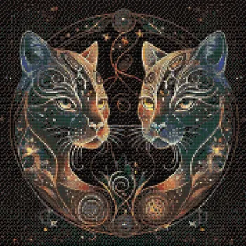 Diamantové malování Diamantové malování - Astrologické kočky Velikost: 50x50cm, Rámování: Pouze srolované plátno, Diamanty: Čtvercové