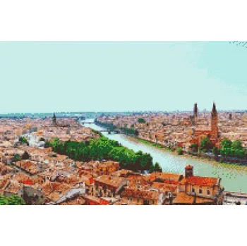 Diamantové malování Diamantové malování - Výhled na město - Verona Velikost: 40x60cm, Rámování: Pouze srolované plátno, Diamanty: Čtvercové