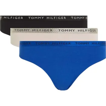 Dámské spodní prádlo TOMMY HILFIGER DÁMSKÁ TANGLA SHINE 3 PACK THONG GIFTING COBALT/BLACK/ECRU UW0UW04889 0R1 Velikost: S