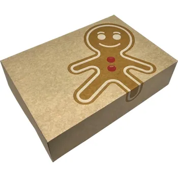 Dárková krabička Vánoční krabička přírodní s motivem "Perníček" 31x22x8 cm