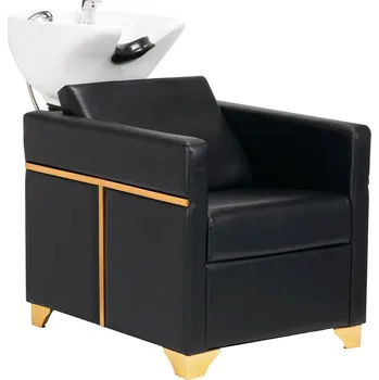 Kadeřnické křeslo Kadeřnický mycí box TOLEDO - zlato černý