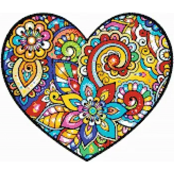 Diamantové malování Diamantové malování - Mandal v srdci Velikost: 50x50cm, Rámování: Pouze srolované plátno, Diamanty: Kulaté