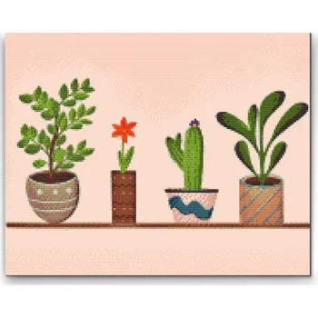 Diamantové malování Diamantové malování - Pokojové květiny Velikost: 30x40cm, Rámování: Pouze srolované plátno, Diamanty: Čtvercové