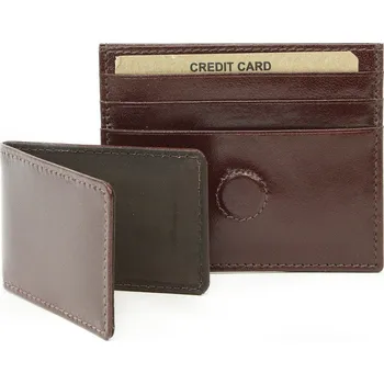 Peněženka Tmavě hnědá pánská kožená dokladovka s klipem Brigham