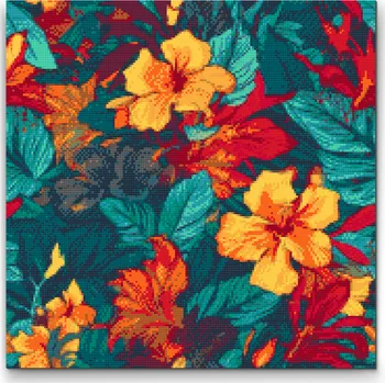 Diamantové malování Diamantové malování - Květinové pozadí - Ibišek Velikost: 50x50cm, Rámování: Pouze srolované plátno, Diamanty: Kulaté