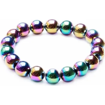 Náramek Hematit náramek duhový z korálků 11 mm obvod cca 19 až 22 cm