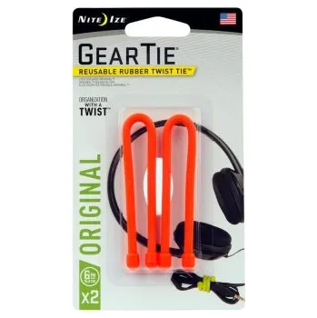 Vybavení pro přežití Vázací drát Gear Tie, Nite Ize, 6″, bright orange, 2ks
