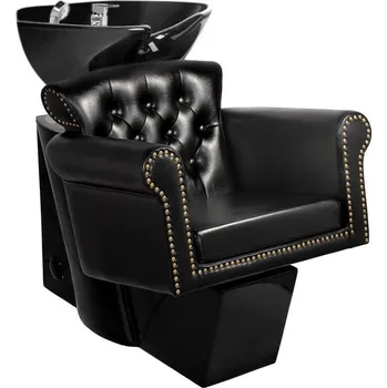 Kadeřnické křeslo Kadeřnický mycí box BERLÍN - černý/černá mísa