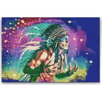 Diamantové malování Diamantové malování - Barevný Indián Velikost: 40x60cm, Rámování: Pouze srolované plátno, Diamanty: Čtvercové
