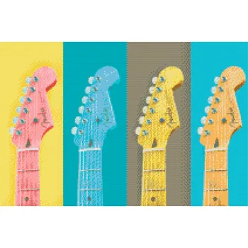 Diamantové malování Diamantové malování - Barevné kytary Velikost: 40x60cm, Rámování: Pouze srolované plátno, Diamanty: Čtvercové