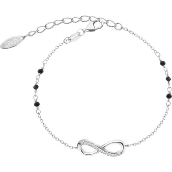 Náramek Stříbrný náramek se zirkony a broušeným sklem - nekonečno - AP535-8337