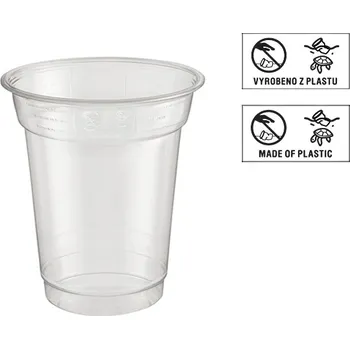Jednorázové nádobí Kelímek rPET 200/250ml 78mm transparentní - EU logo - 1250 ks