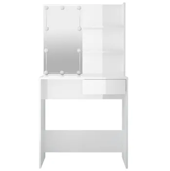 Toaletní stolek s LED 74,5 x 40 x 141 cm, leskle bílý