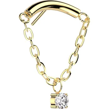 Piercing Atreya Titanová bezzávitová koncovka řetízek se zirkonem Aury Barva: Zlatá