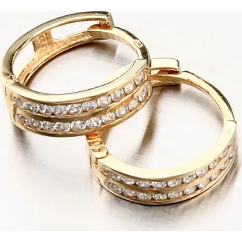 Náušnice Dámské náušnice žluté zlato 585 zirkon kroužky PKL22-041