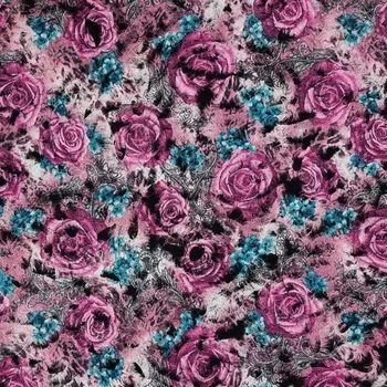 Kabátovina N6395, cyklámenové růže, š.145