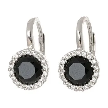 Náušnice Dámské stříbrné naušnice s onyxy STNAU1674F