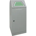 Oheň tlumící sběrná nádoba na suroviny, nožní pedál, zinkovaná vnitřní nádoba, 75 litrů, šedý hliník