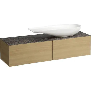 Umyvadlo Alessi One - zásuvkový element 1600, se 2 zásuvkami, s výřezem vpravo, top Marrone Naturale, pro umyvadlo H818974, světlý dub H4323430972501