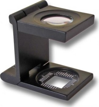 Tkalcovská textilní lupa skládací hliníková, zvětšení 9x, zorné pole 10 x 10 mm, Al černá PEAK1209SA3-9x