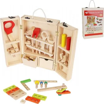 Dřevěná hračka Dřevěné dětské nářadí v uzavíratelném boxu – 37 dílů