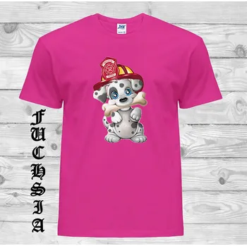 detske-levne-bavlnene-tricko-potisk-pes-pozarnik Barva: Fuchsia - fuchsiová, velikost: 164