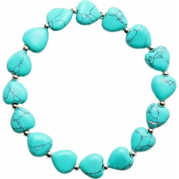 Náramek Tyrkys náramek srdíčka korálkový cca 16 až 22 cm